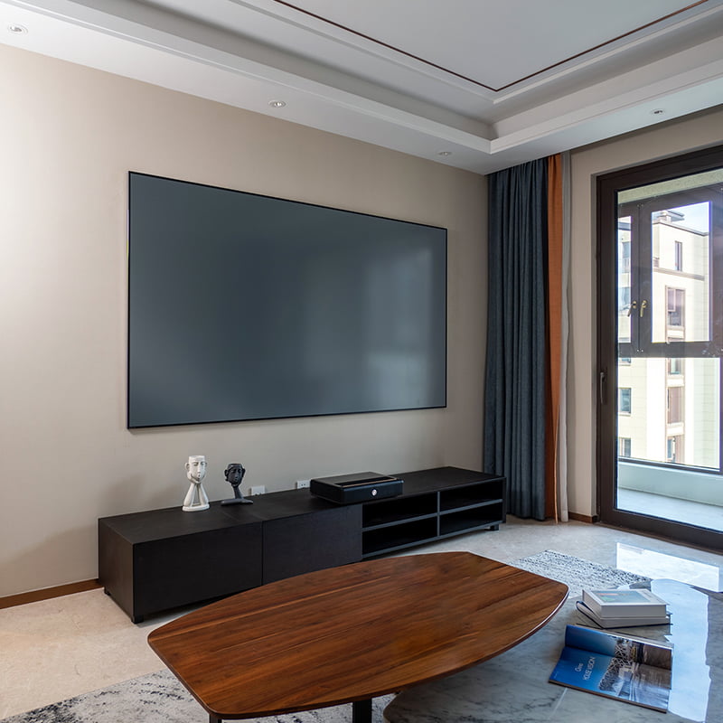 100寸激光電視投影幕 抗光硬幕 黑栅硬屏 超短焦投影機幕 畫框硬幕